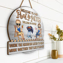 Couple Pool Where The Neighbors Listen To Good Music - Personalized Custom Shaped Wood Sign