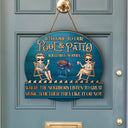 Couple Pool Where The Neighbors Listen To Good Music - Personalized Custom Shaped Wood Sign