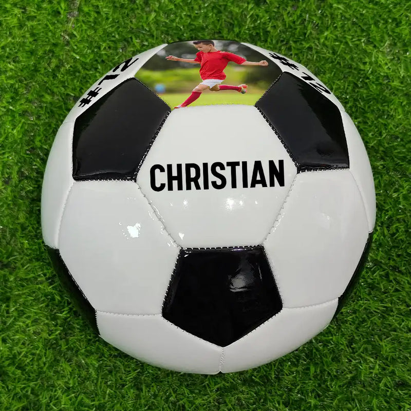 Custom Photo Name Soccer Player - Personalized Soccer Ball