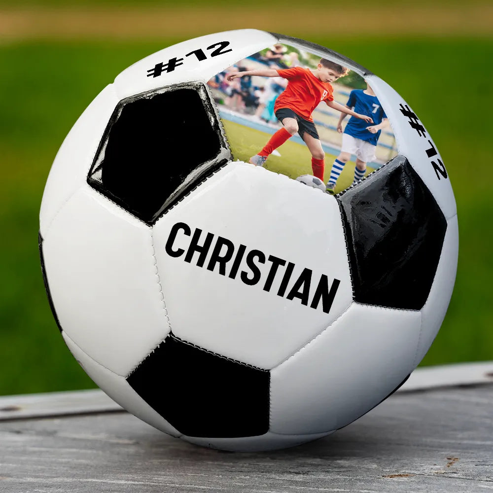 Custom Photo Name Soccer Player - Personalized Soccer Ball