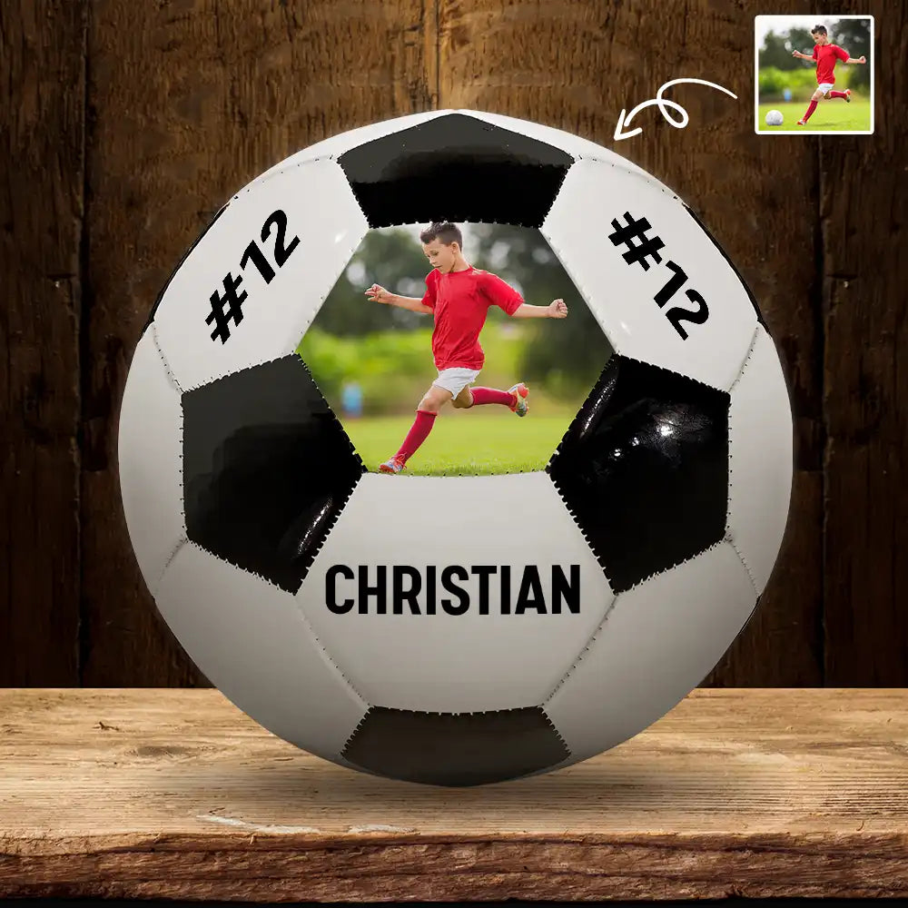 Custom Photo Name Soccer Player - Personalized Soccer Ball