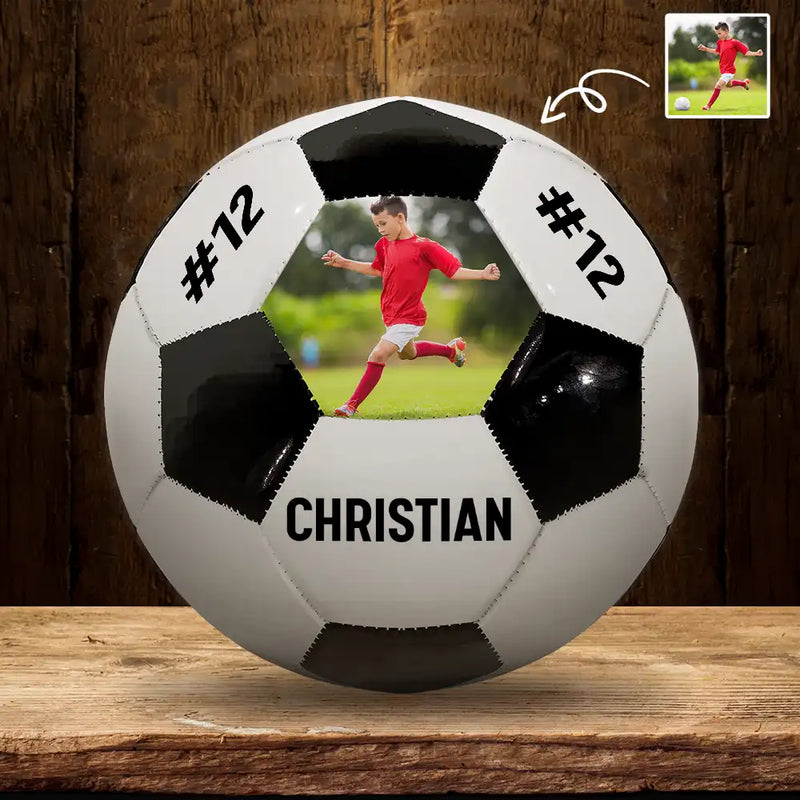 Custom Photo Name Soccer Player - Personalized Soccer Ball