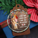 Christmas Couple Forever Yours - Personalized Circle Glass Ornament