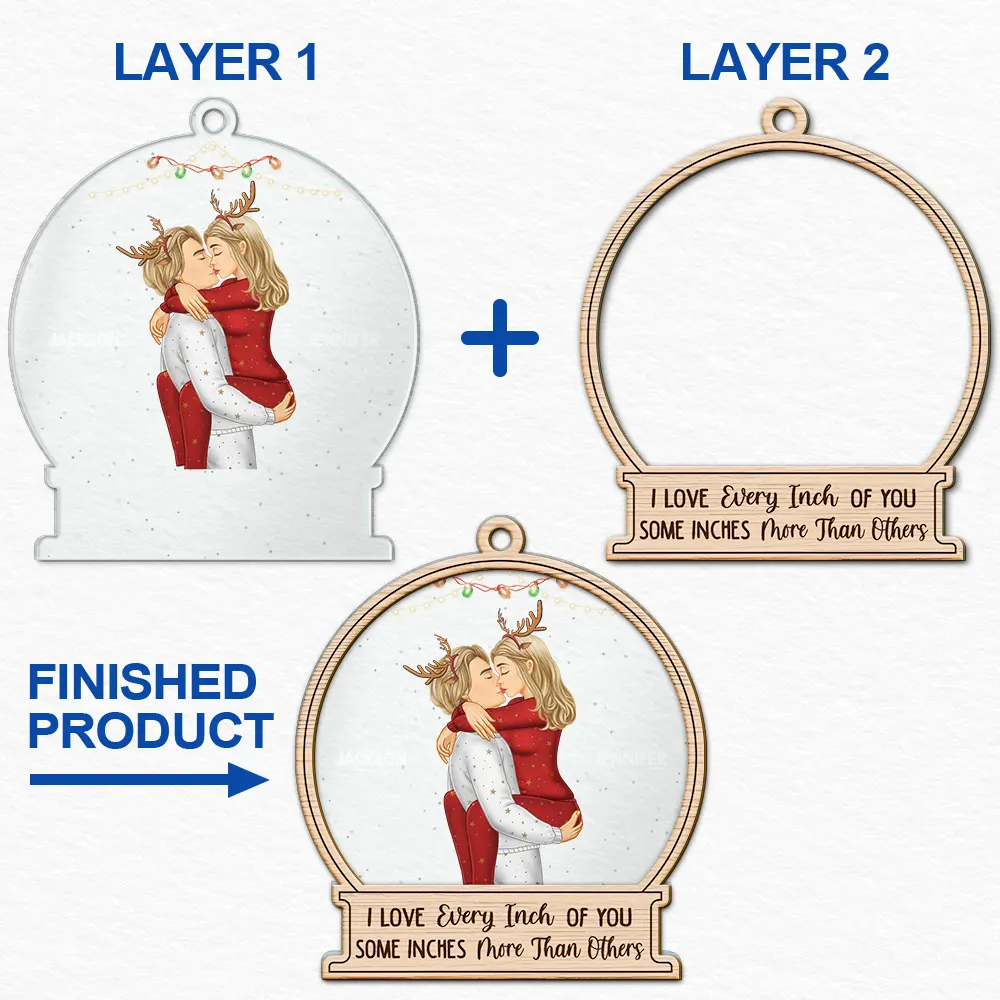 Christmas Couple Sideview Every Inch Of You - Personalized 2-Layered Mix Ornament