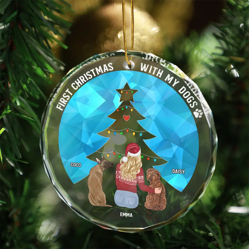 Dog A Bond That Can't Be Broken - Personalized Circle Glass Ornament