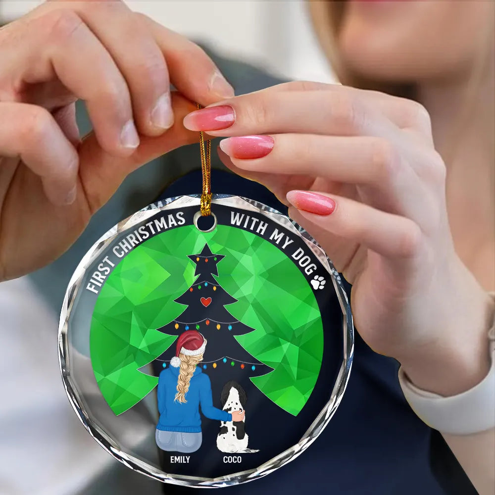 Dog A Bond That Can't Be Broken - Personalized Circle Glass Ornament