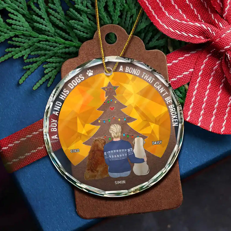 Dog A Bond That Can't Be Broken - Personalized Circle Glass Ornament