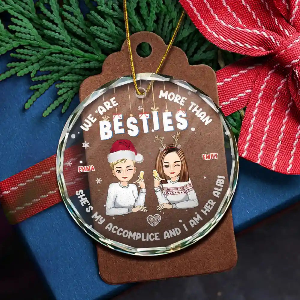 Christmas We Are More Than Bestie - Personalized Circle Glass Ornament