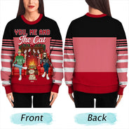 Gift For Couples, Cat Lovers, Pet Lovers, Cat Mom, Cat Dad - Fireplace You, Me And The Cat - Personalized Unisex Ugly Sweater