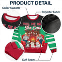 Gift For Couples, Cat Lovers, Pet Lovers, Cat Mom, Cat Dad - Fireplace You, Me And The Cat - Personalized Unisex Ugly Sweater