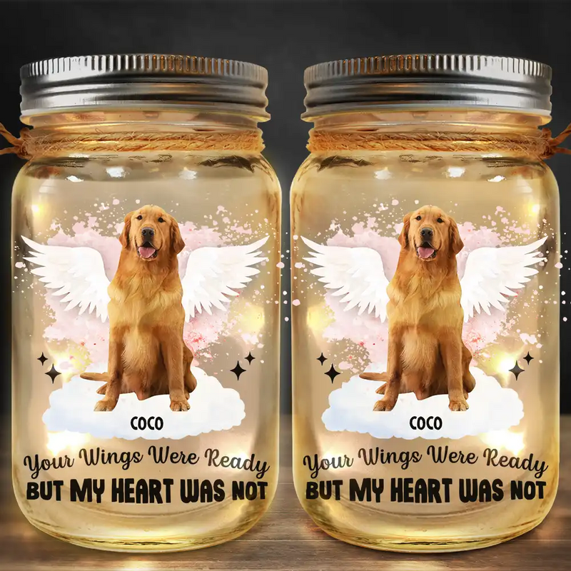 Memorial, Pet Lovers - Custom Photo Your Light Will Always Shine In My Heart - Personalized Mason Jar Light