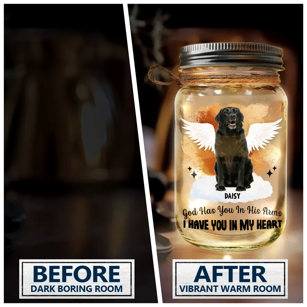 Memorial, Pet Lovers - Custom Photo Your Light Will Always Shine In My Heart - Personalized Mason Jar Light