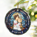 Gift For Couples - Couple Sideview Stained Glass Making Memories - Personalized Circle Glass Ornament