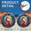 Gift For Couples - Couple Sideview Stained Glass Making Memories - Personalized Circle Glass Ornament