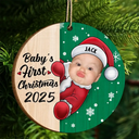 Custom Photo Christmas Santa Baby - Personalized 2-Layered Wooden Ornament