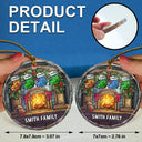 Family - Christmas Stocking On Fireplace Family - Personalized Circle Glass Ornament