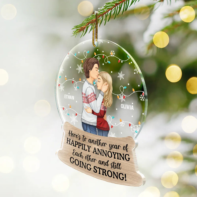 Gift For Couples - Couple Here's To Another Year Of Happily Annoying Each Other - Personalized Custom Shaped Acrylic Ornament
