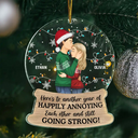 Gift For Couples - Couple Here's To Another Year Of Happily Annoying Each Other - Personalized Custom Shaped Acrylic Ornament