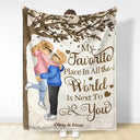 Gift For Couples,Gift For Husband,Gift For Wife,Gift For Boyfriend,Gift For Girlfriend,Happy - My Favorite Place In All The World - Personalized Fleece Blanket, Sherpa Blanket