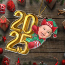 New baby, New Dad, New Mom - Custom Photo Christmas 2024 Santa Baby - Personalized Cutout Acrylic Ornament
