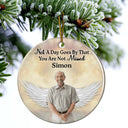 Christmas,Memorial,Sad,Custom Photo - Custom Photo Your Wings Were Ready But My Heart Was Not - Personalized Circle Ceramic Ornament