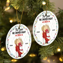Gift For Couples - Christmas The Year We Swiped Right - Personalized Circle Ceramic Ornament