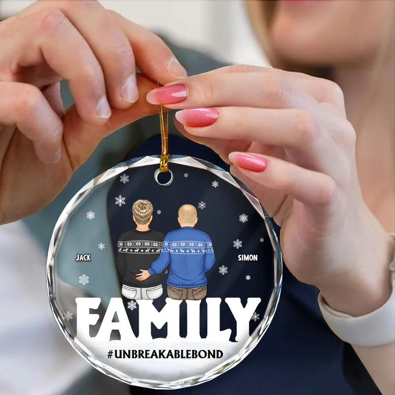 Christmas,Family,Happy - Family Forever Unbreakable Bond Christmas - Personalized Circle Glass Ornament