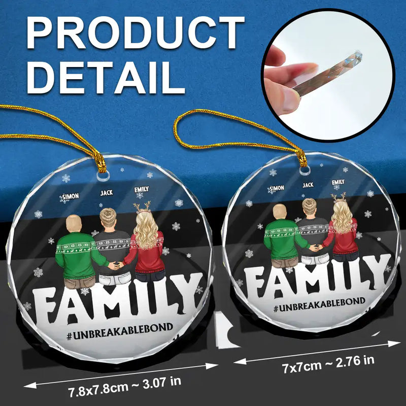 Christmas,Family,Happy - Family Forever Unbreakable Bond Christmas - Personalized Circle Glass Ornament