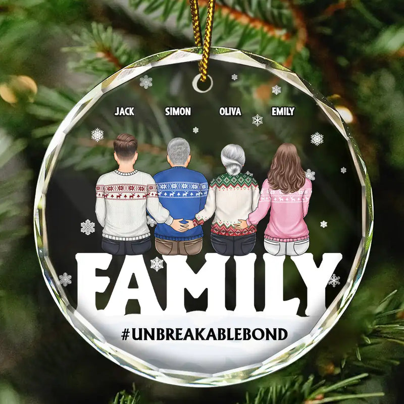 Christmas,Family,Happy - Family Forever Unbreakable Bond Christmas - Personalized Circle Glass Ornament