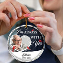 Christmas,Memorial,Sad,Custom Photo - Custom Photo Forever In My Heart Christmas - Personalized Circle Glass Ornament