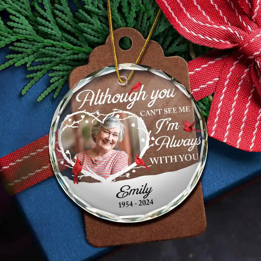 Christmas,Memorial,Sad,Custom Photo - Custom Photo Forever In My Heart Christmas - Personalized Circle Glass Ornament