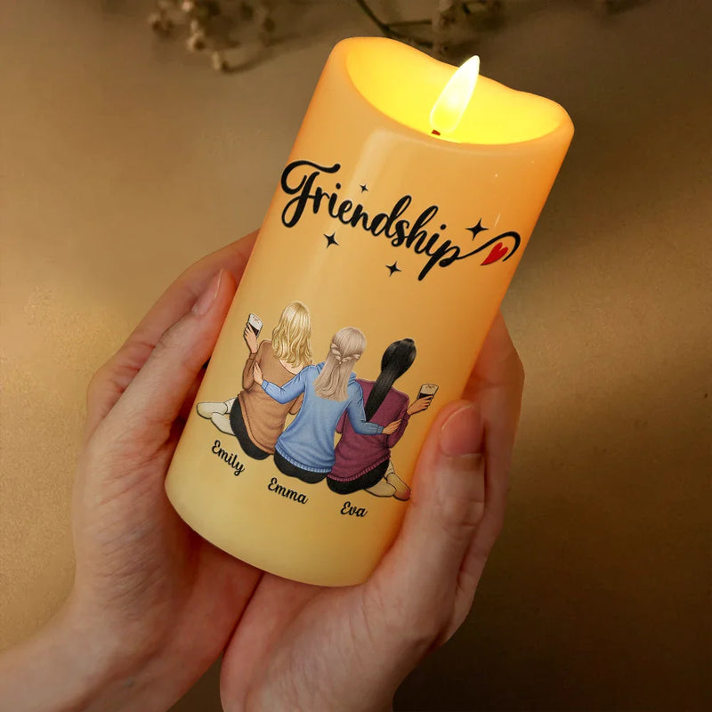 Gift For Bestie,Happy - I Feel So Lucky My Friend Is You - Personalized Flameless LED Candle