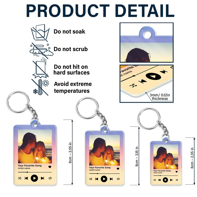 Custom Photo,Gift For Couples,Gift For Husband,Gift For Wife,Gift For Boyfriend,Gift For Girlfriend,Happy - Custom Photo Couple You & Me Favorite Song QR Code - Personalized Acrylic Keychain