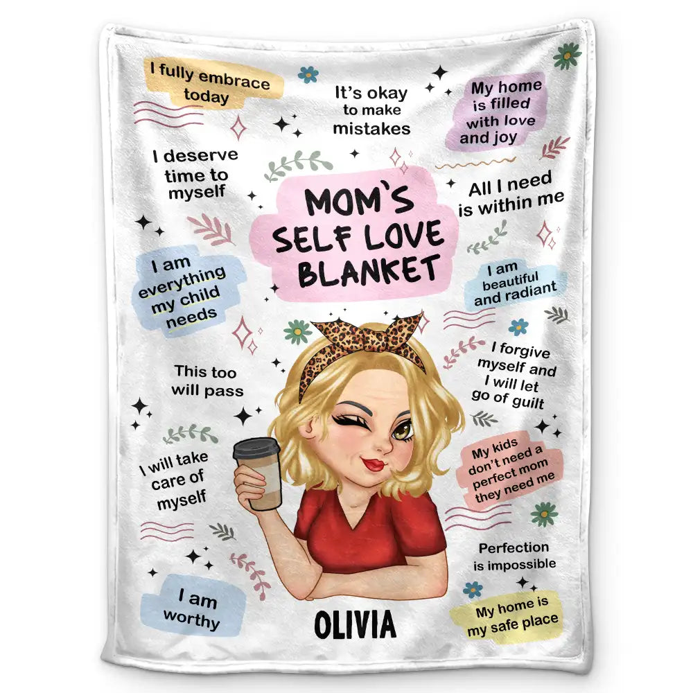 Gift For Mother,Mom - Children,Gift For Yourself,Happy - Mom's Self Love Blanket - Personalized Fleece Blanket, Sherpa Blanket