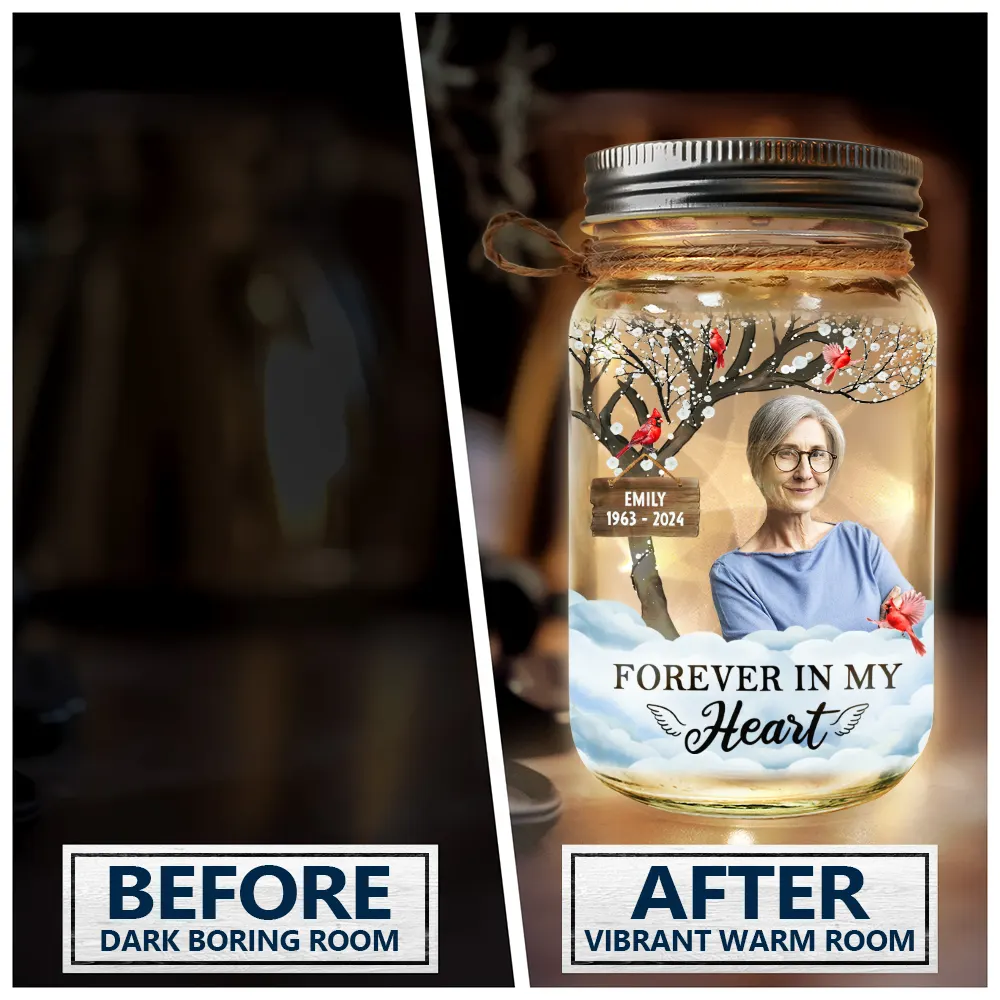 Memorial - Custom Photo I'm Always With You Memorial - Personalized Mason Jar Light
