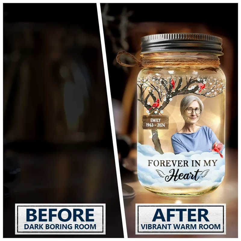 Memorial - Custom Photo I'm Always With You Memorial - Personalized Mason Jar Light
