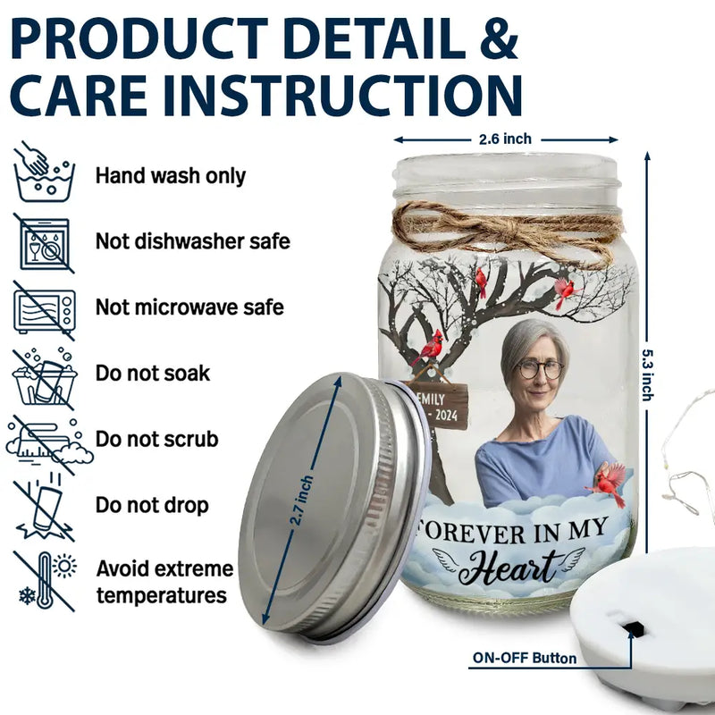 Memorial - Custom Photo I'm Always With You Memorial - Personalized Mason Jar Light
