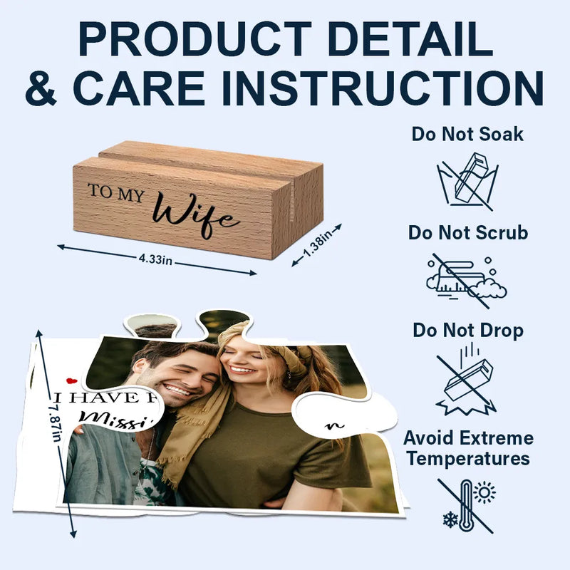 Gift For Couples, Gift For Husband, Gift For Wife, Gift For Boyfriend, Gift For Girlfriend - Custom Photo I Found My Missing Piece Puzzle - Personalized Custom Shaped Cardstock With Wooden Stand