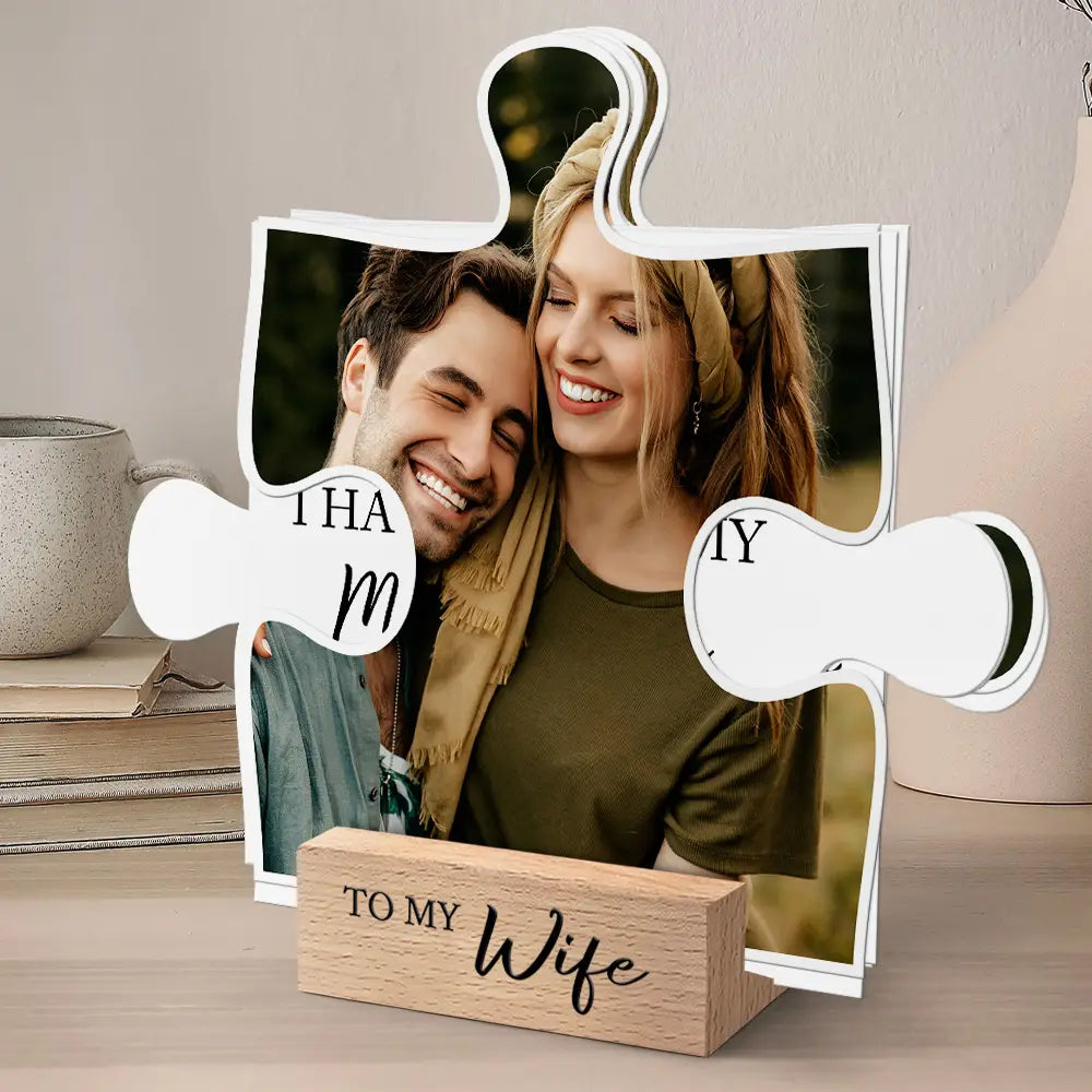 Gift For Couples, Gift For Husband, Gift For Wife, Gift For Boyfriend, Gift For Girlfriend - Custom Photo I Found My Missing Piece Puzzle - Personalized Custom Shaped Cardstock With Wooden Stand