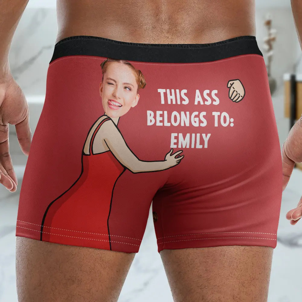 Gift For Couples, Gift For Husband, Gift For Boyfriend - Custom Photo This Belongs To - Personalized Men's Boxer Briefs
