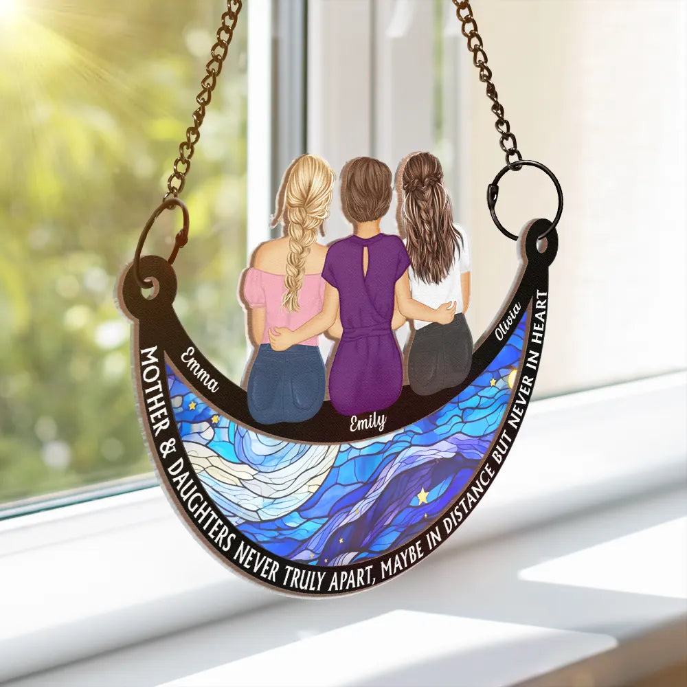 Gift For Mother, Mom - Daughters (Adult), Gift For Daughter - The Love Between Mother & Daughter Is Forever - Personalized Window Hanging Suncatcher Ornament