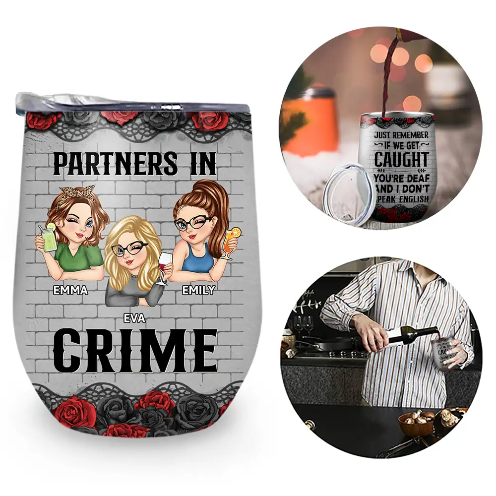 Gift For Bestie - Bestie Partners In Crime - Personalized Wine Tumbler
