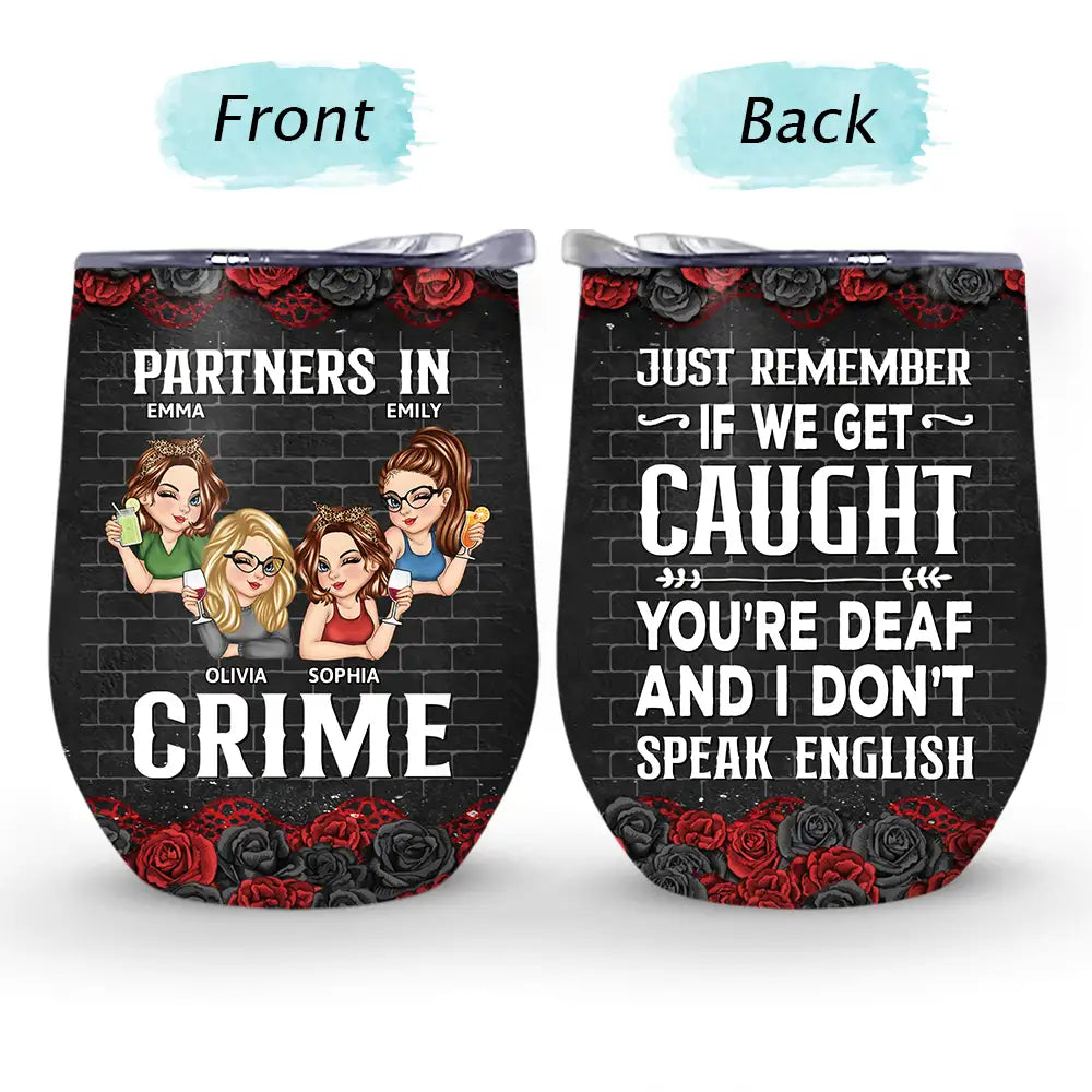 Gift For Bestie - Bestie Partners In Crime - Personalized Wine Tumbler