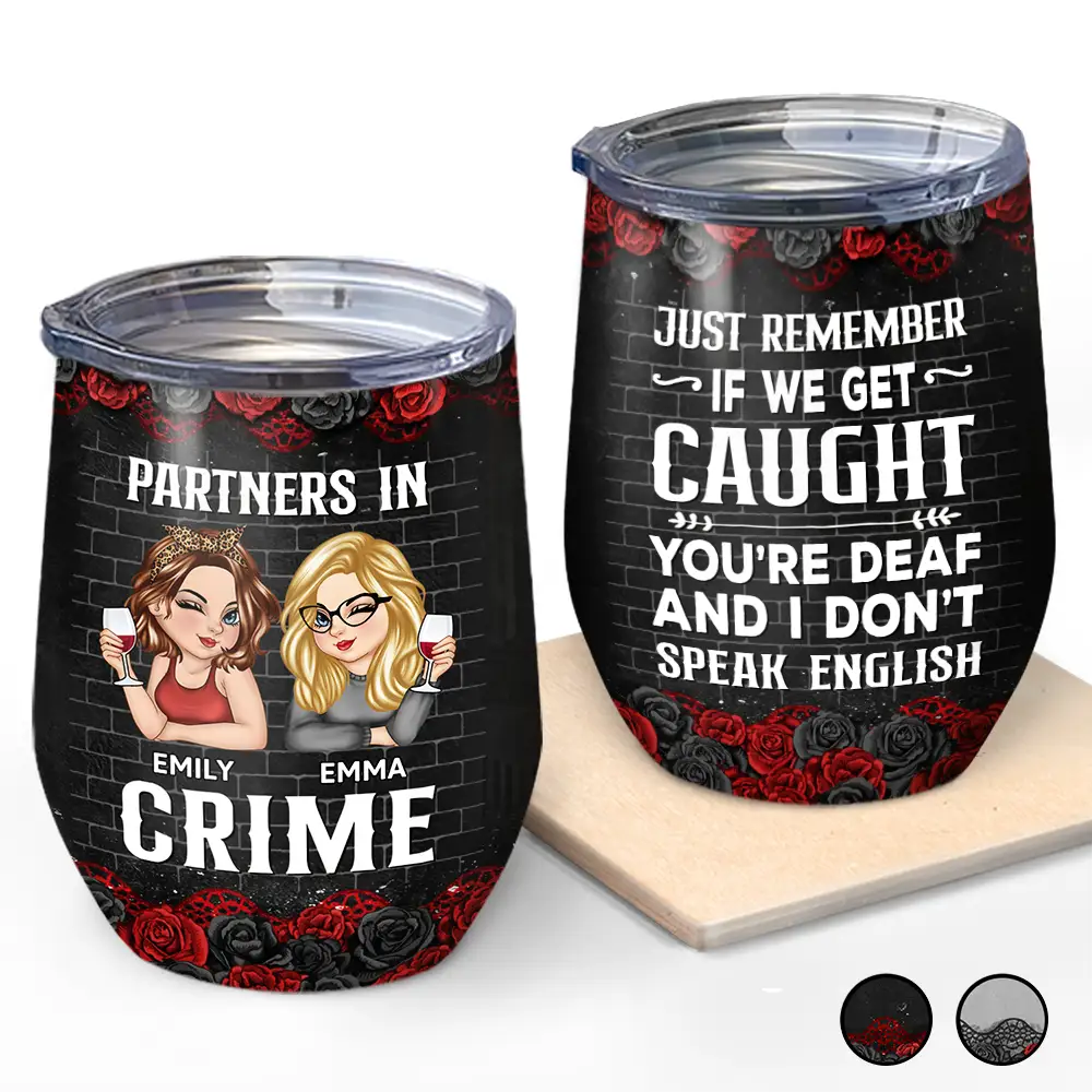 Gift For Bestie - Bestie Partners In Crime - Personalized Wine Tumbler