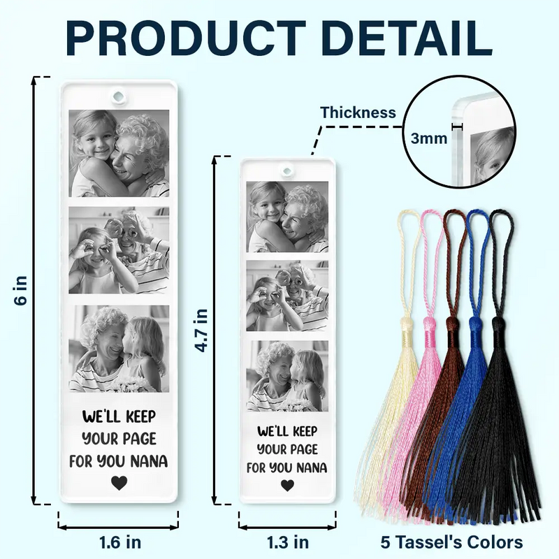 Custom Photo Book Lovers Yourself, Couple, Family, Bestie - Personalized Acrylic Bookmark