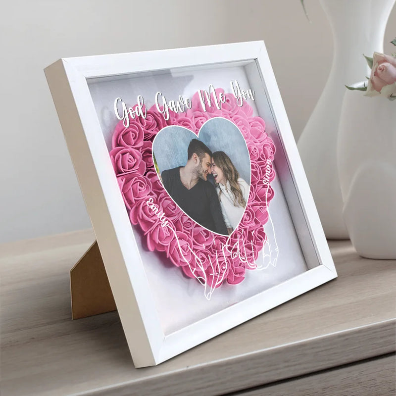 Gift For Couples, Gift For Wife, Gift For Girlfriend - Custom Photo My Missing Piece - Personalized Flower Shadow Box