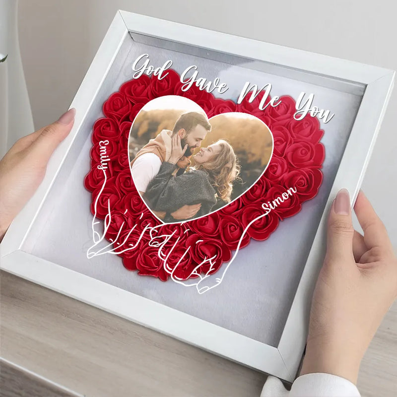 Gift For Couples, Gift For Wife, Gift For Girlfriend - Custom Photo My Missing Piece - Personalized Flower Shadow Box