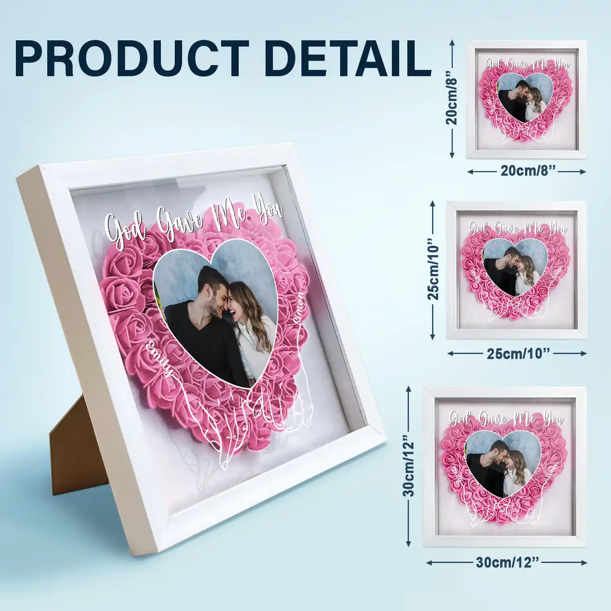 Gift For Couples, Gift For Wife, Gift For Girlfriend - Custom Photo My Missing Piece - Personalized Flower Shadow Box