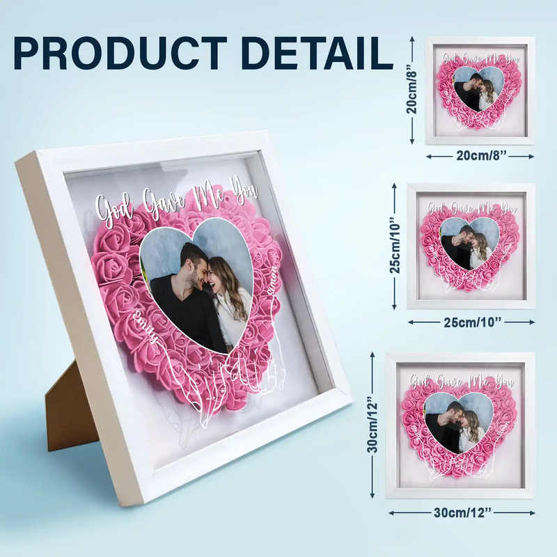 Gift For Couples, Gift For Wife, Gift For Girlfriend - Custom Photo My Missing Piece - Personalized Flower Shadow Box