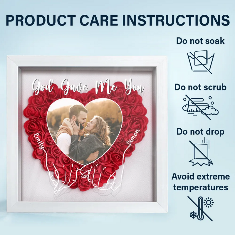 Gift For Couples, Gift For Wife, Gift For Girlfriend - Custom Photo My Missing Piece - Personalized Flower Shadow Box